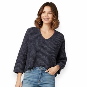 POL for ANTHROPOLOGIE Women’s Purple Multicolor Cropped Sweater Large